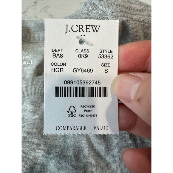 NWT J. Crew Factory Washed 100% Cotton Gray Short Sleeve T-Shirt Size - Picture 5 of 7